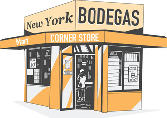 America bodega corner store illustration