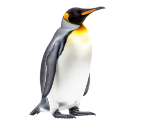 a penguin standing on snow