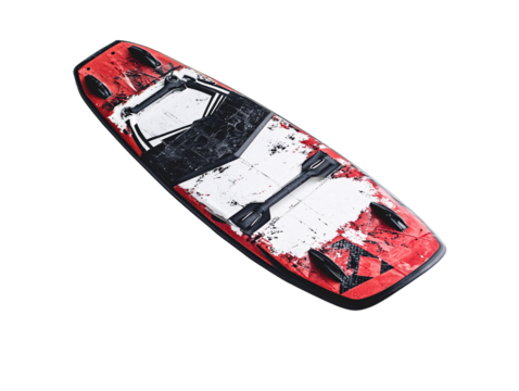 a red and white wake board