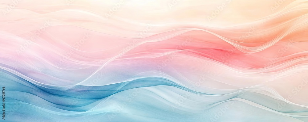 Poster a soft, flowing abstract background with gentle waves of pastel colors, perfect for creative designs