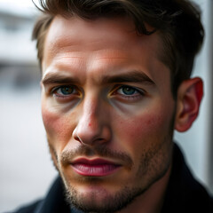 Obraz premium Close up of model on street, blurred background