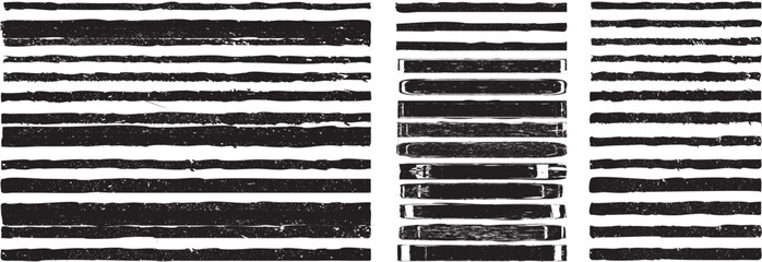 Brushes pack .Grunge Paint Roller set . Vector brush Stroke . Distressed banner . Black stripes isolated. paintbrush collection .Textured box . Torn or ripped paper edges for banner. Bulge lines
