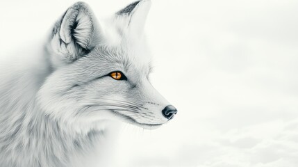 Naklejka premium A Close-Up Portrait of a White Fox with Golden Eyes