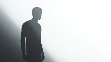 Obraz premium Silhouette of a Man Standing in Front of a Frosted Glass Window