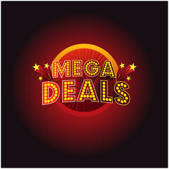 Mega Deals Retro Lights Logo Abstract Circle Red BG Vector Design