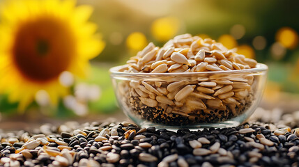 Obraz premium Roasted and salted shelled sunflower seeds