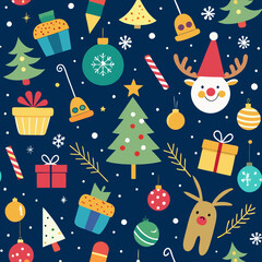 Fototapeta premium NEW YEAR'S SEAMLESS PATTERN WITH NEW YEAR'S CANDY ON A GREEN BACKGROUND.