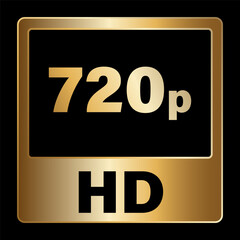 gold color 720p label or sticker. Gold HD sign. icon element video