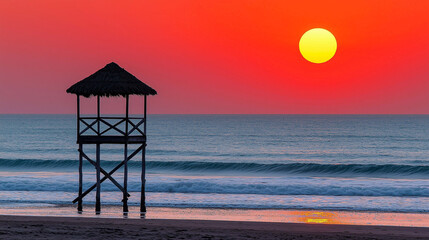 Sunset Over the Ocean, Capturing the Magnificent Colors of Twilight by the Sea