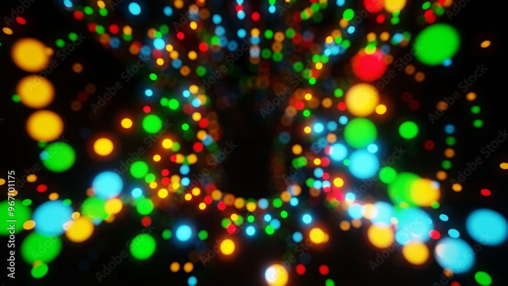 Poster Colorful Abstract Light Bokeh on Dark Background
