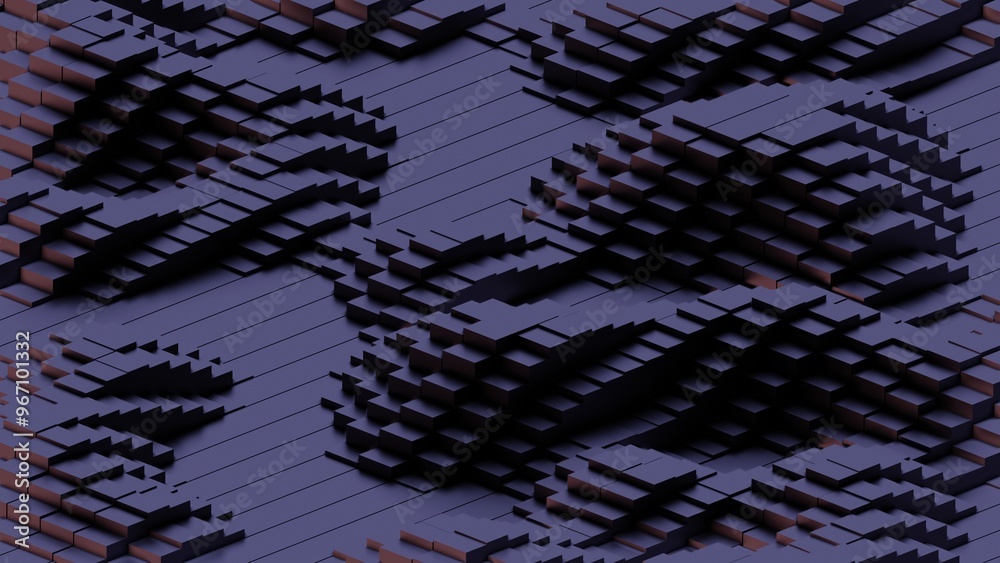Aufkleber Abstract Geometric Grid with 3D Cubes