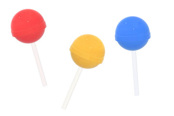 3d colorful lollipop isolated on transparent background