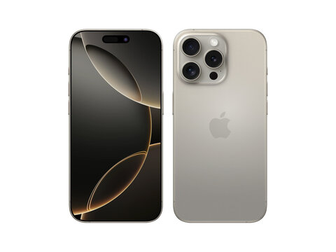 Antalya, Turkey - September 10, 2024: Newly released aluminium iPhone 16 pro mockup set with back and front angles