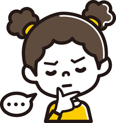 女の子　表情のアイコン　悩む