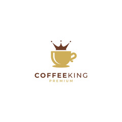 a classic cup with a crown-shaped coffee splash for a premium coffee shop logo