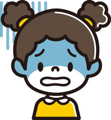 女の子　表情のアイコン　青ざめる