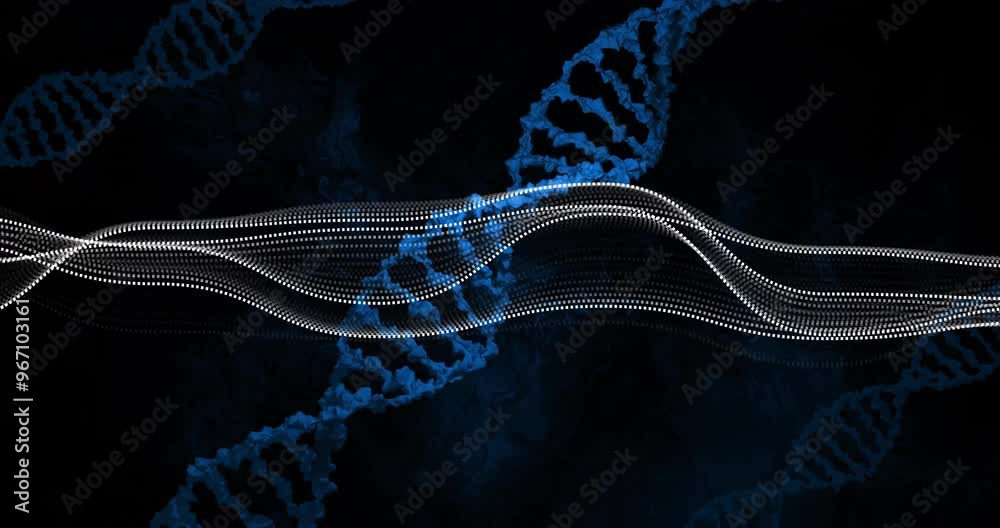 Canvas Prints Animation of white spots over dna strand