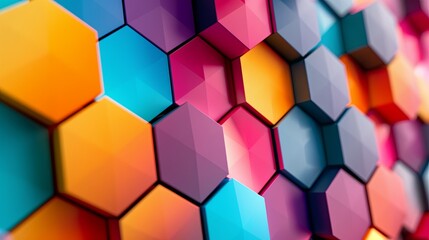 Innovative wallpaper featuring vibrant hexagons on a vivid background