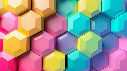 Fototapeta premium Innovative wallpaper featuring vibrant hexagons on a vivid background