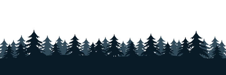 fir tree forest border silhouette isolated vector illustration © krissikunterbunt
