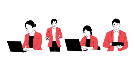 collection of flat illustrations of office people