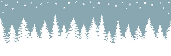 Obraz premium seamless fir tree forest border silhouette isolated vector illustration