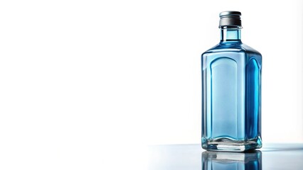 Worm's Eye View of Original Bombay Sapphire dry gin bottle isolated on white background