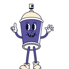 Spray Can Groovy Mascot Illustration