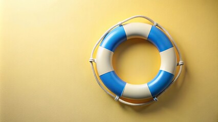 Naklejka premium Yellow, blue, white lifebuoy on light background