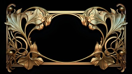 Luxury golden frame with ornament for design. Template for design. 3D illustration