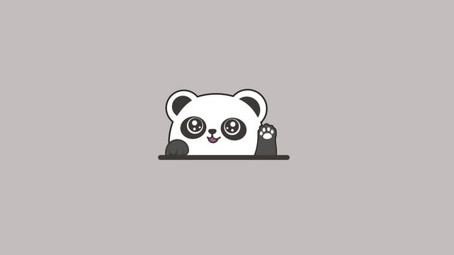 That cute panda baby waving animation. looping animation