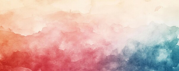 A vibrant watercolor background with blended hues of red, blue, and cream, ideal for creative projects and designs.