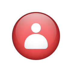 User account realistic button icon, user in circle vector