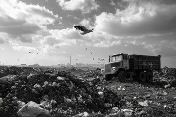Waste landfill illustration created with Generative AI