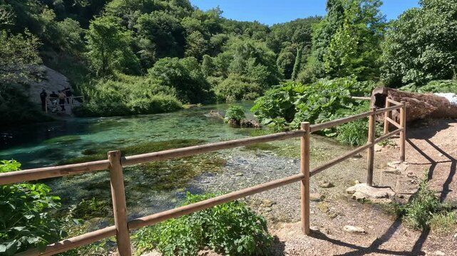 Blue eye river, Albania. Fairy magical river with Turquoise and green water in Muzine, Finiq, Albania, Europe.