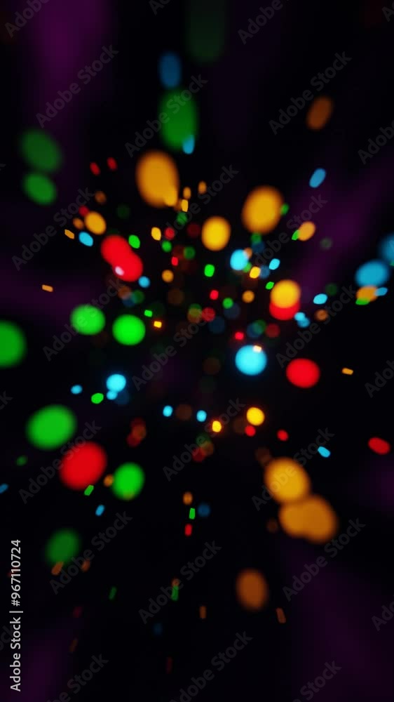Poster neon geometric shapes floating in darkness