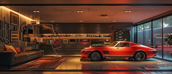 Fototapeta premium Modern garage car interior