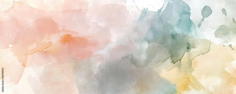 Aufkleber Soft pastel watercolor background with gentle blending hues creating an ethereal and calm atmosphere for creative projects.