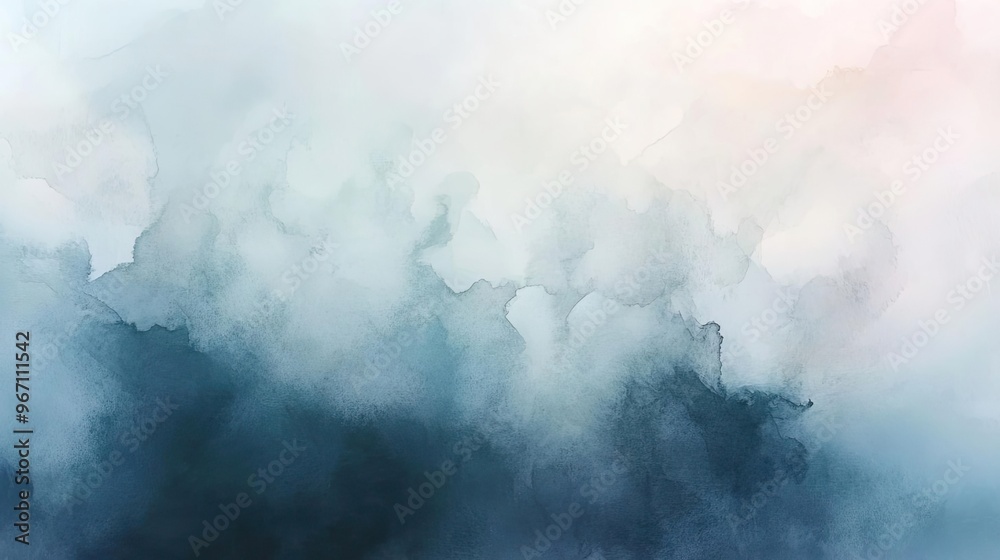 Poster a serene abstract watercolor background featuring soft blue and gray tones, perfect for a calming de