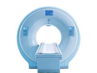 a white machine with a blue screen