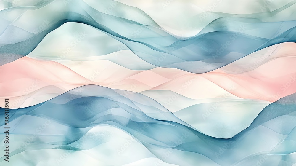 Aufkleber Soft abstract waves in pastel colors creating a serene and calming visual effect suitable for backgrounds and artistic projects.