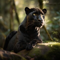 Portrait of a black panther (Panthera leo)