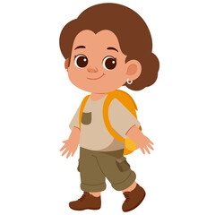 Girl Hiking Illustration