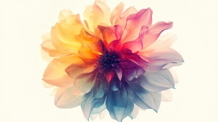 Obraz premium Multicolored Flower with Delicate Petals Against a White Background
