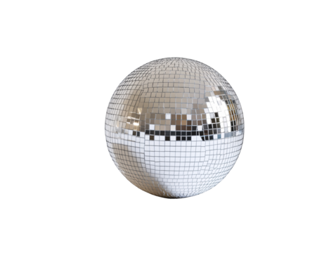 a silver and white disco ball