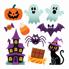 Creepy & Cute Halloween Vector Sticker Collection