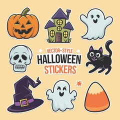 Creepy & Cute Halloween Vector Sticker Collection