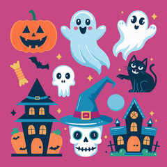 Creepy & Cute Halloween Vector Sticker Collection