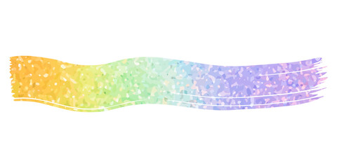 Rainbow gradient paint stroke. Brush stroke with multi colored glitter. Colorful rainbow background
