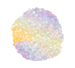 Round brush stroke with multi colored glitter. Rainbow gradient paint stroke. Colorful rainbow background